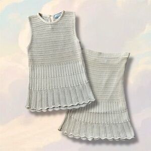 Italian beige tan knit tank top and skirt set
